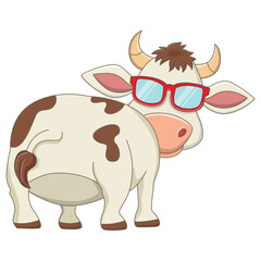 Funny cow cartoon characters vector illustration.