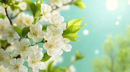 Obraz premium Blossoming Cherry Trees in Sunny Spring Park with Lush Greenery