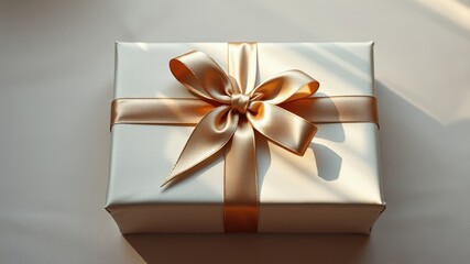 Elegant gift box with a golden ribbon bow, perfect for special occasions