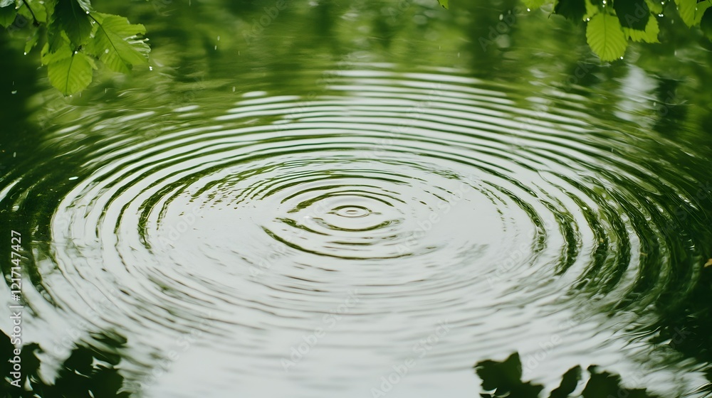 Poster serene ripples on a calm lake with concentric nature patterns