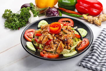 Grilled chicken breast fillet salad