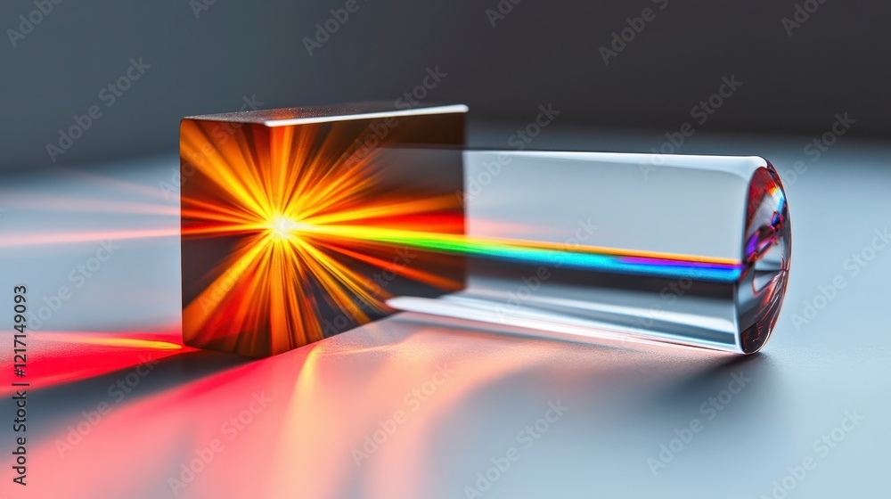 Poster dynamic light refraction through prisms a spectrum of colors