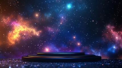 Stellar display of cosmic colors space digital art universe wide angle galactic wonders