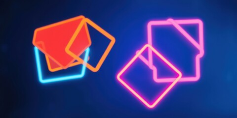 Fototapeta premium Abstract Neon Shapes Illuminated Against a Dark Blue Background