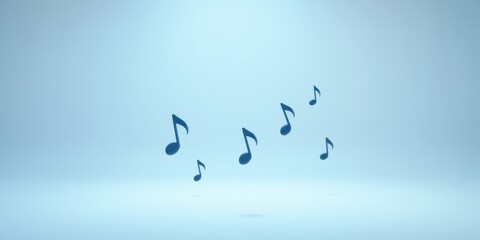 Abstract Musical Notes Floating in a Serene Blue Space