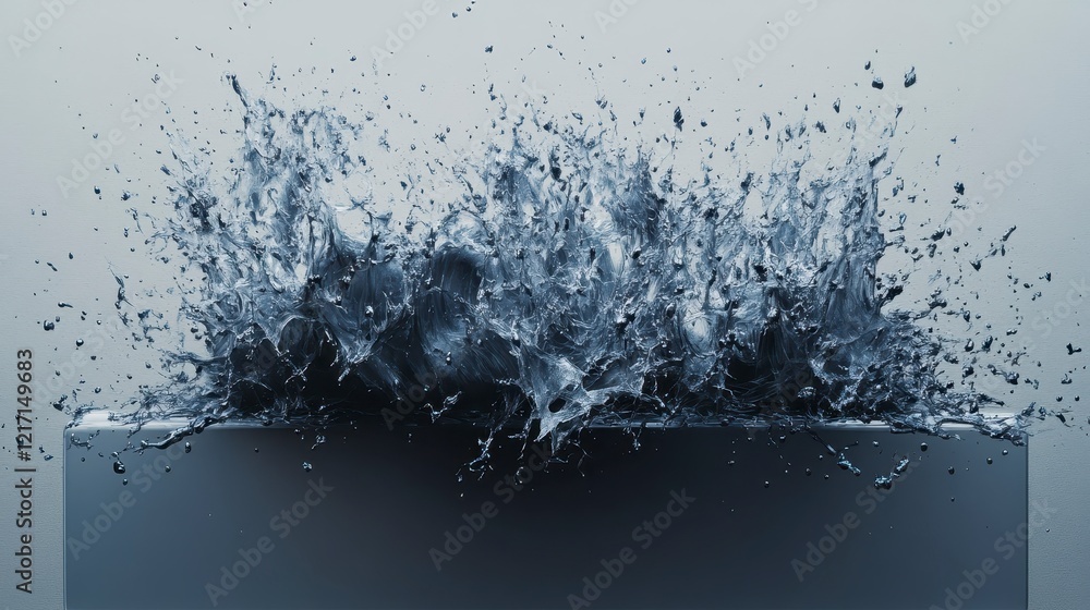 Poster dynamic water splash explosion abstract 3d render