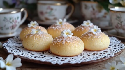 Sugar cookies tea party floral background
