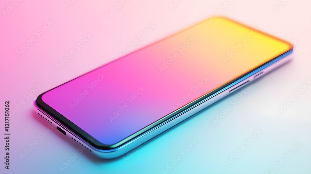 Poster sleek 3d smartphone icon with vibrant gradient design on isolated background