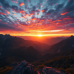 sunset over the mountains