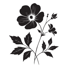 Simple Black Silhouette Floral Design Vector Illustration