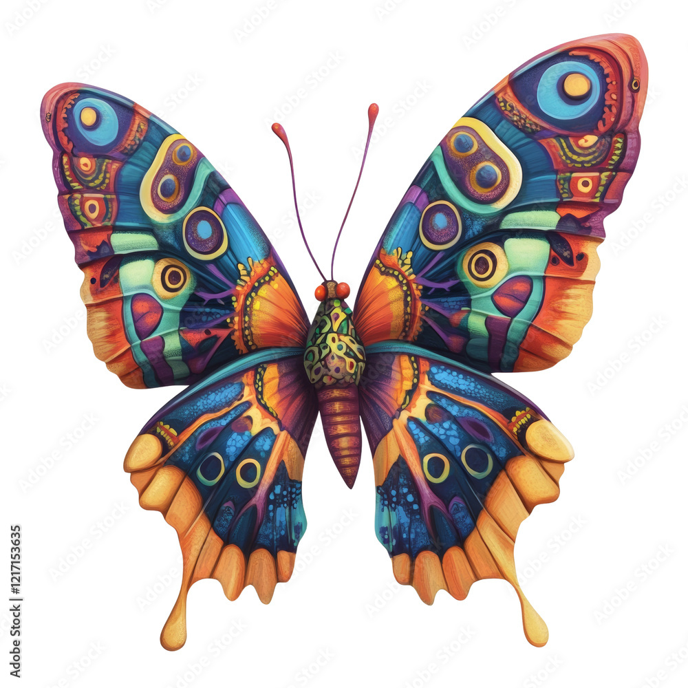Poster a digitally painted butterfly with vibrant and intricate wing patterns showcases a bold artistic des