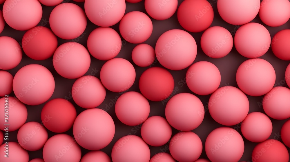 Poster gradient of elegant 3d pink spheres transitioning into soft red tones