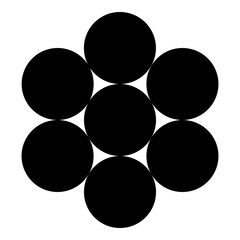 Egg of life Sacred geometry symbol seven circle 7 icon black color vector illustration image flat style