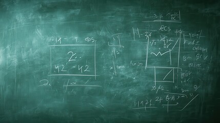 Mathematical Equations on Green Chalkboard Surface