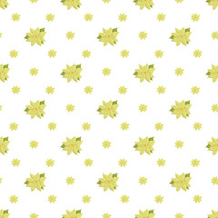 Christmas Poinsettia Flower Seamless Vector Pattern Design