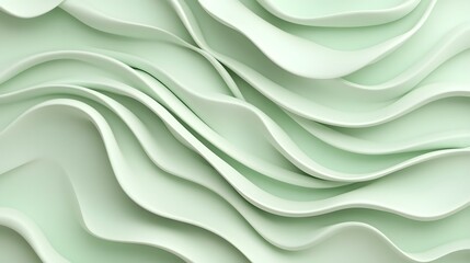 Obraz premium Fluid Green Wavy Ribbons Forming a Seamless Abstract Texture