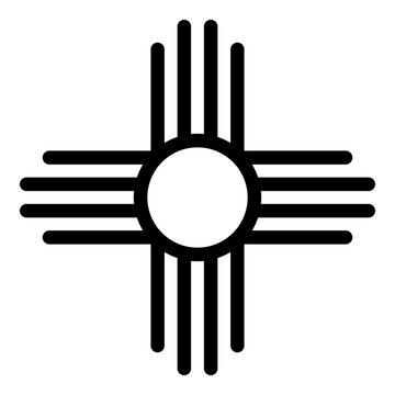 Zia symbol ancient sun emblem element of New Mexico flag icon black color vector illustration image flat style