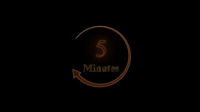 Glowing neon 10 Minute countdown timer animation. 10-0 counting down neon number 4k animation.