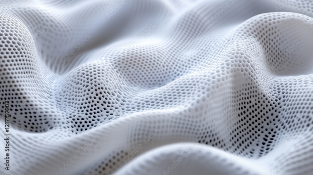 Poster Close-up view of white mesh fabric displaying intricate textures and patterns.