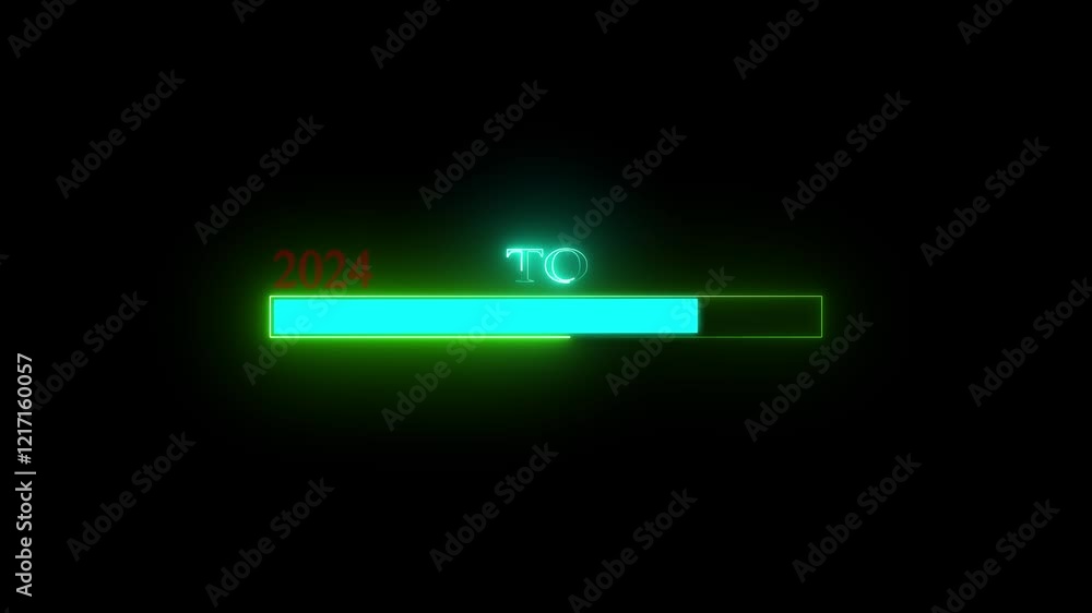 Poster year changing from 2024 to 2025 year change concept animation loading bar animation neon glowing new