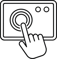 Hand tapping a screen or button silhouette or line art vector illustration, hand tapping a screen or button vector icon design
