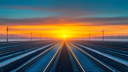 Breathtaking aerial view of an airport runway stretching into the distance framed by a beautiful radiant morning sky with warm golden light
