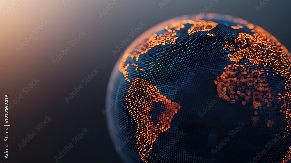 Poster digital globe with illuminated network connections