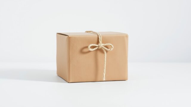 A small square package tied with twine, simple and elegant, ready for shipping or gifting.