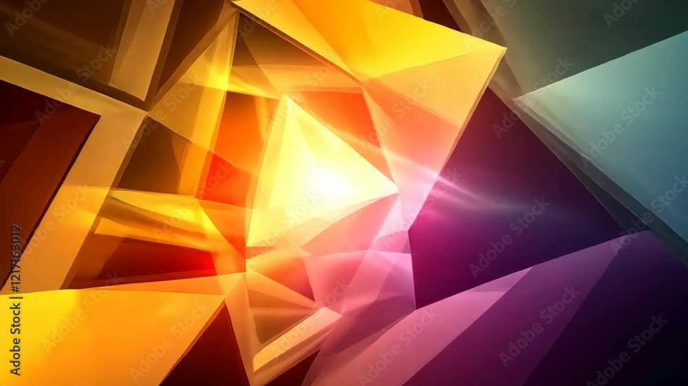 Poster colorful geometric patterns create an abstract composition with light and shapes in a striking displ