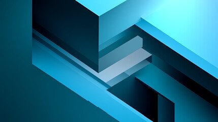 Abstract Teal and Blue Geometric Shapes Design