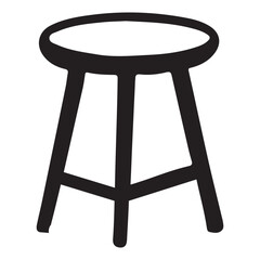 Simple Black and White Stool Silhouette Vector
