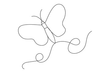 Butterfly Continuous one line art drawing with Color monarch butterflies isolated on the white background