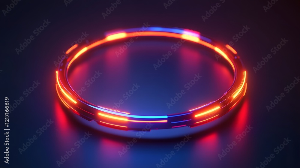 Poster streamlined circular transit diagram with glowing interconnected nodes