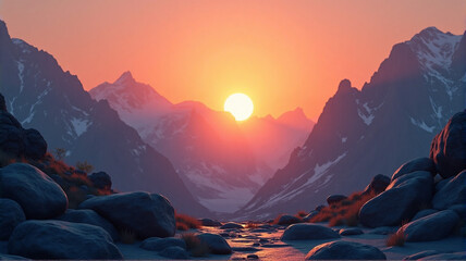 sunset in the mountains