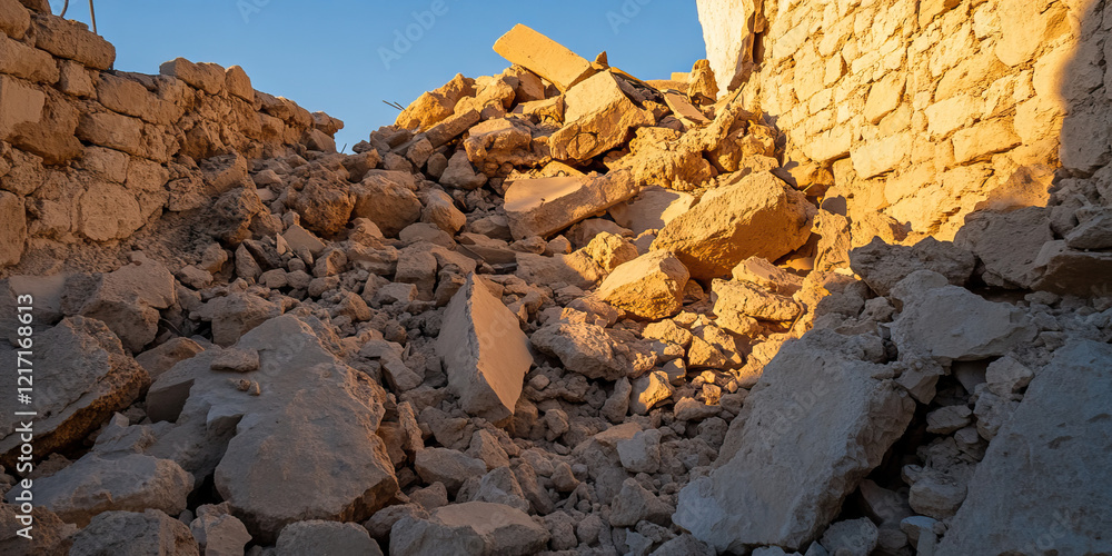 Sticker Rubble Pile from Demolished Stone Wall