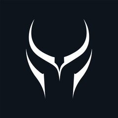 Aggressive logo vector, A stylized, golden skull design  featuring sharp horns. logo

