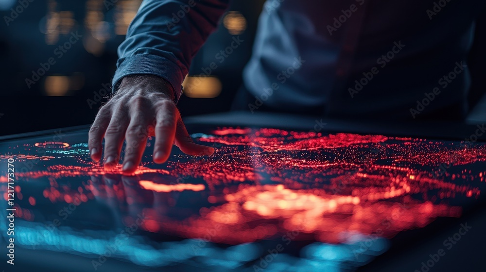 Poster interactive technology interface with touch and glow
