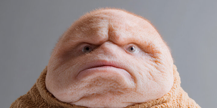 Close-up Portrait of an Individual with Progeria