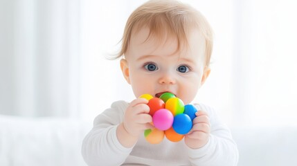 Fototapeta premium Baby Playing with Colorful Sensory Toy