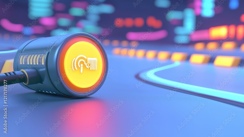 Aufkleber digital technology interface with glowing button