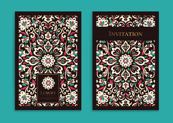 Luxury invitation card design with vector ornament pattern. Vintage template. Can be used for background and wallpaper. Elegant and classic vector elements great for decoration.