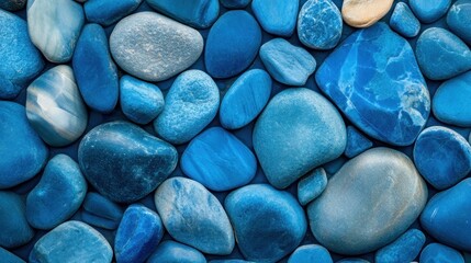 Blue pebble stone background texture.