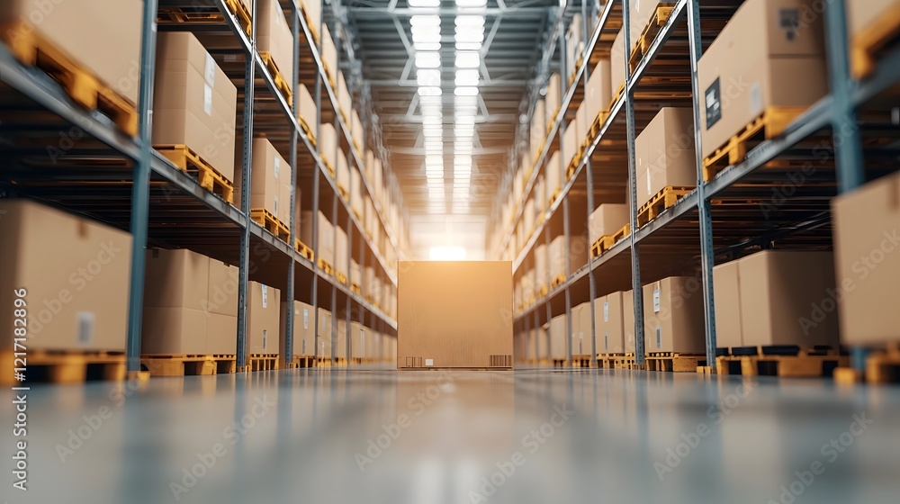 Poster automated warehouse with organized storage and retrieval systems