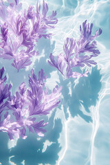 elegant purple algae floating on the water of a pool