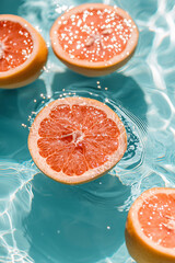 juicy sliced oranges floating on the water