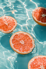 juicy sliced oranges floating on the water