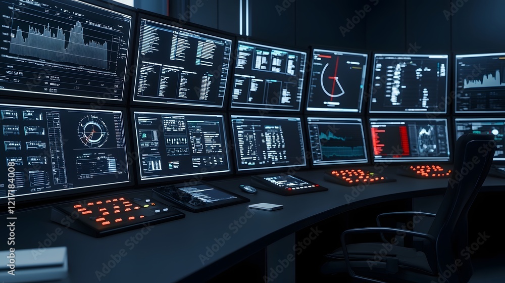 Aufkleber digital dashboard displaying real-time logistics data in a futuristic control room