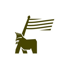 illustration of a gorilla walking with a flag. gorilla vector illustration