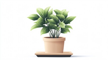 Potted Plants on Stand Isolated White Background