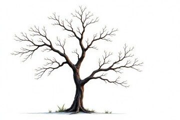 Fototapeta premium Dead tree branch isolated on white background, nature, tree